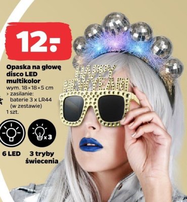 Opaska na głowę disco LED multikolor promocja w Netto