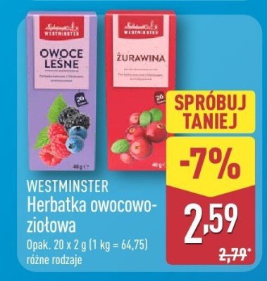 Herbatka owocowo-ziołowa różne rodzaje promocja w Aldi