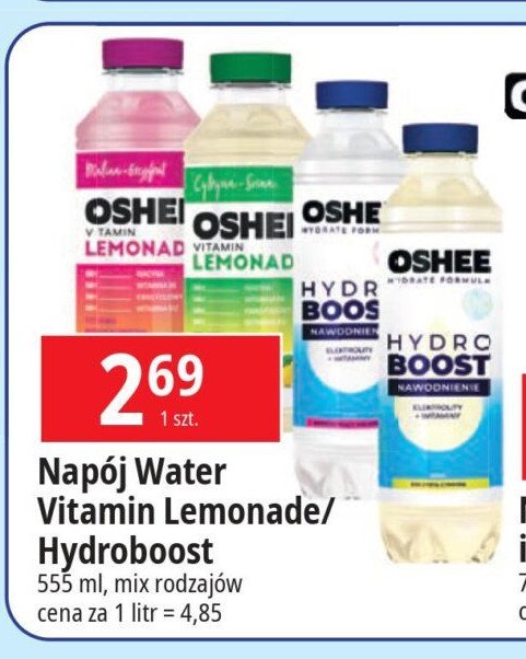 Napój nawodnienie lemon Oshee hydro boost promocja w Leclerc