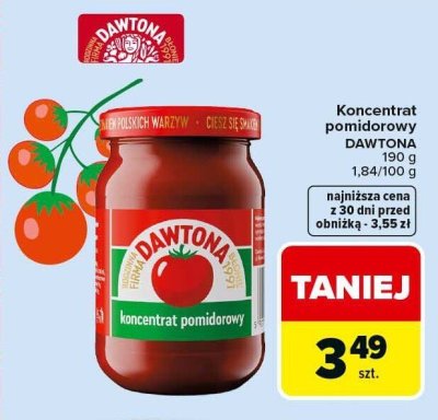 Koncentrat pomidorowy DAWTONA 190 g promocja w Carrefour Market