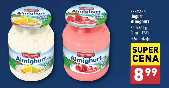 Jogurt cranberry-granatapfel Ehrmann almighurt promocja w Aldi