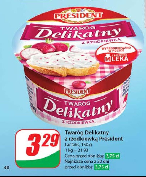 Twaróg delikatny z rzodkiewką President promocja