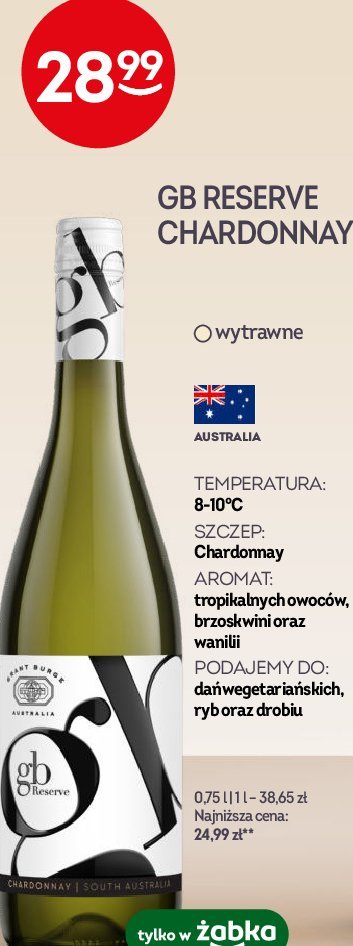 Wino Gb reserve chardonnay promocja