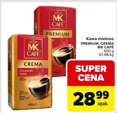 Kawa mielona PREMIUM, CREMA MK CAFÉ 500 g promocja w Carrefour