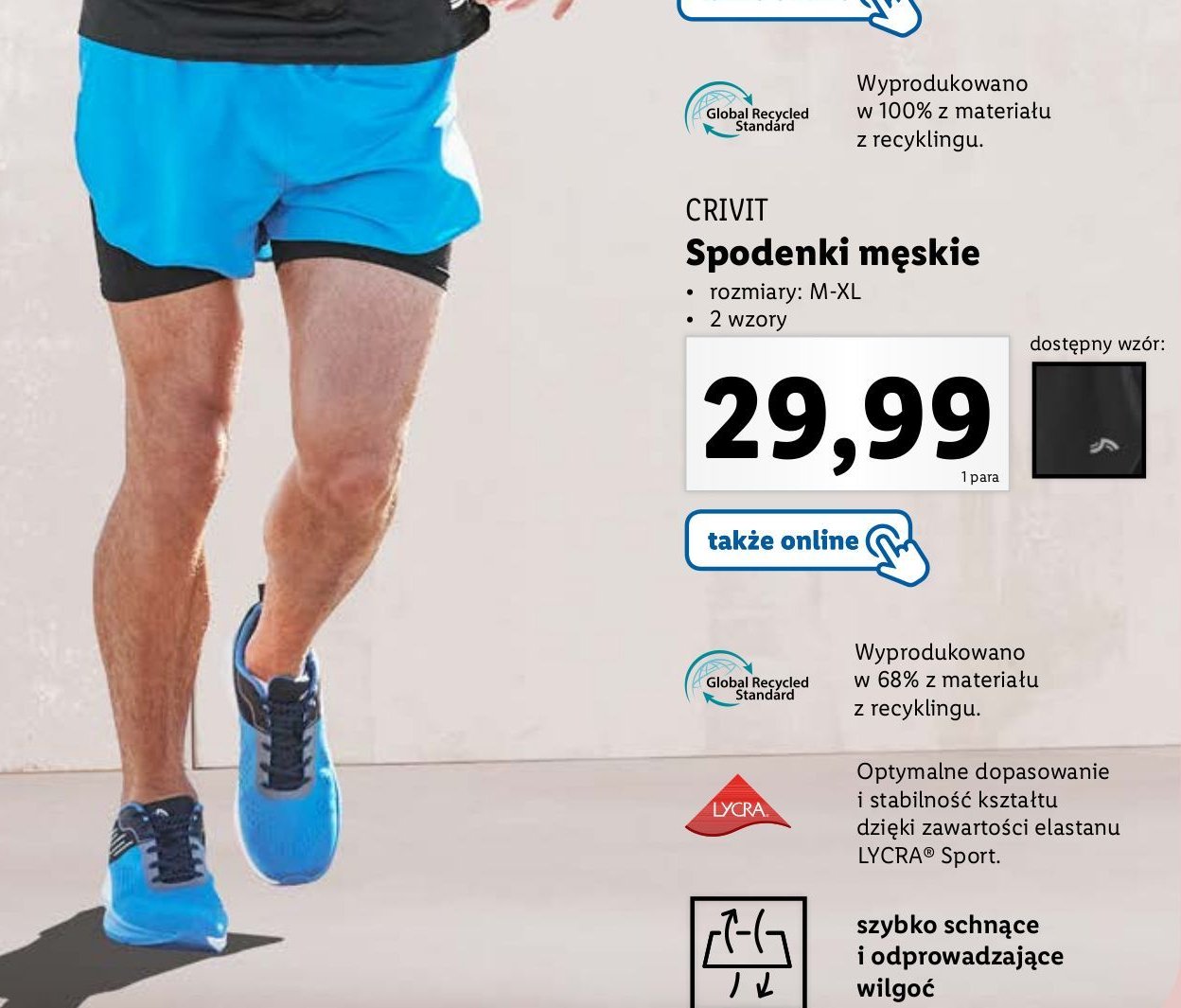 Spodenki męskie m-xl Crivit promocja w Selgros