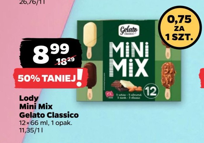 Lody mini mix Gelato classico promocja w Netto