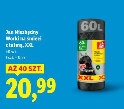 Worki na śmieci Jan Niezbędny Worki na śmieci z taśmą, XXL promocja w Lidl