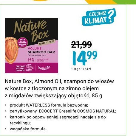 Szampon w kostce almond oil Nature box promocja