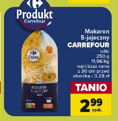 Makaron 5 jajeczny nitki Carrefour promocja