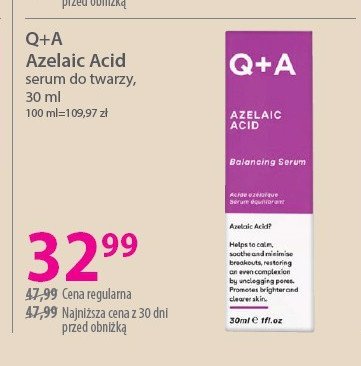 Serum do twarzy azelaic acid Q+A LONDON promocja w Hebe