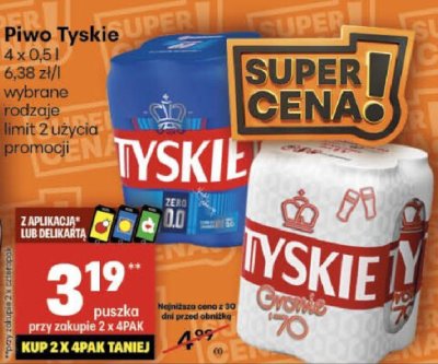Piwo Tyskie 4x0.5l promocja w Delikatesy Centrum