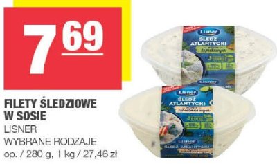 Filety śledziowe w sosie LISNER wybrane rodzaje promocja w SPAR