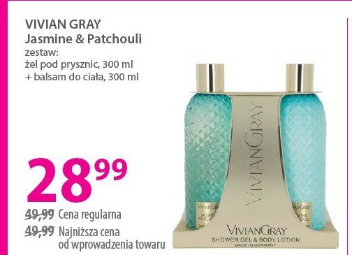 Zestaw w pudełku jasmine & patchouli żel pod prysznic 300 ml + balsam do ciała 300 ml Vivian gray zestaw promocja w Hebe