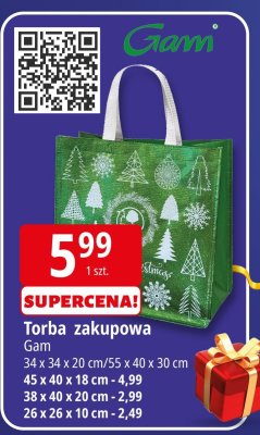 Torba zakupowa Gam 34 x 34 x 20 cm/55 x 40 x 30 cm / 45 x 40 x 18 cm / 38 x 40 x 20 cm / 26 x 26 x 10 cm promocja w Leclerc