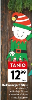 Dekoracja z filcu bałwan / mikołaj promocja w Intermarche