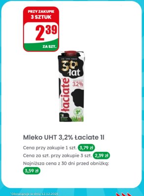 Mleko UHT 3,2% 1l promocja w Dino