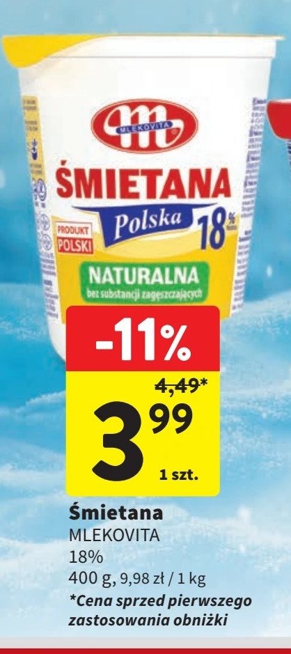 Śmietana 18 % Mlekovita promocja