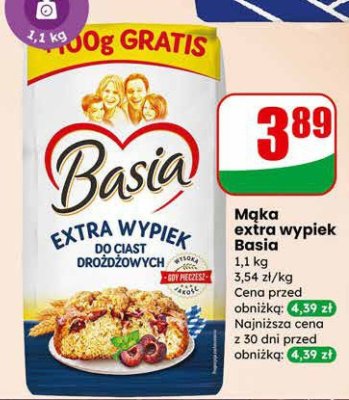 Mąka extra wypiek Basia 1,1 kg promocja w Dino