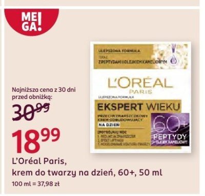 Krem L'Oréal Paris, do twarzy na dzień, 60+, 50 ml promocja w Rossmann