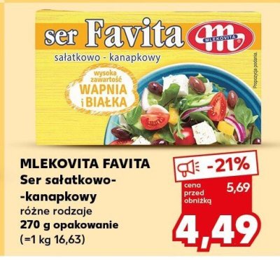 Ser Mlekovita Favita ser sałatkowo-kanapkowy różne rodzaje 270g promocja w Kaufland