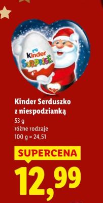 Czekolada Kinder Serduszko z niespodzianką różne rodzaje promocja w Lidl
