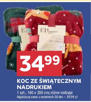 Koc ze świątecznym nadrukiem 140 x 200 cm promocja