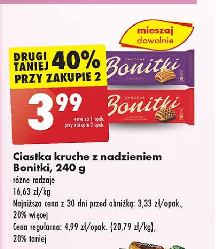 Ciasteczka kruche z nadzieniem owocowym Bonitki promocja