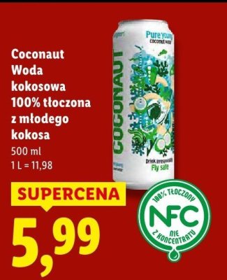Woda kokosowa 100% tłoczona z młodego kokosa promocja w Lidl