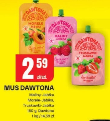 Mus DAWTONA Maliny-Jabłka, Morele-Jabłka, Truskawki-Jabłka promocja w Chorten