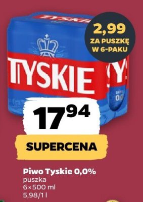Piwo Tyskie 0,0% 6-pak promocja w Netto