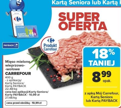 Mięso mielone wieprzowo-wołowe CARREFOUR promocja w Carrefour Market