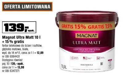 Magnat Ultra Matt 10 l + 15% gratis promocja w OBI