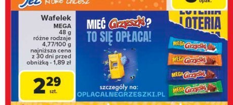 Wafelek toffi w czekoladzie mlecznej Grześki mega promocja w Carrefour