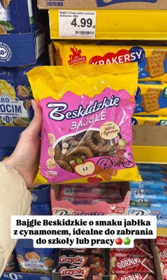 Bajgle Beskidzkie o smaku jabłka z cynamonem promocja w Dino