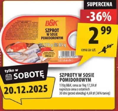 Szproty w sosie pomidorowym promocja w Arhelan