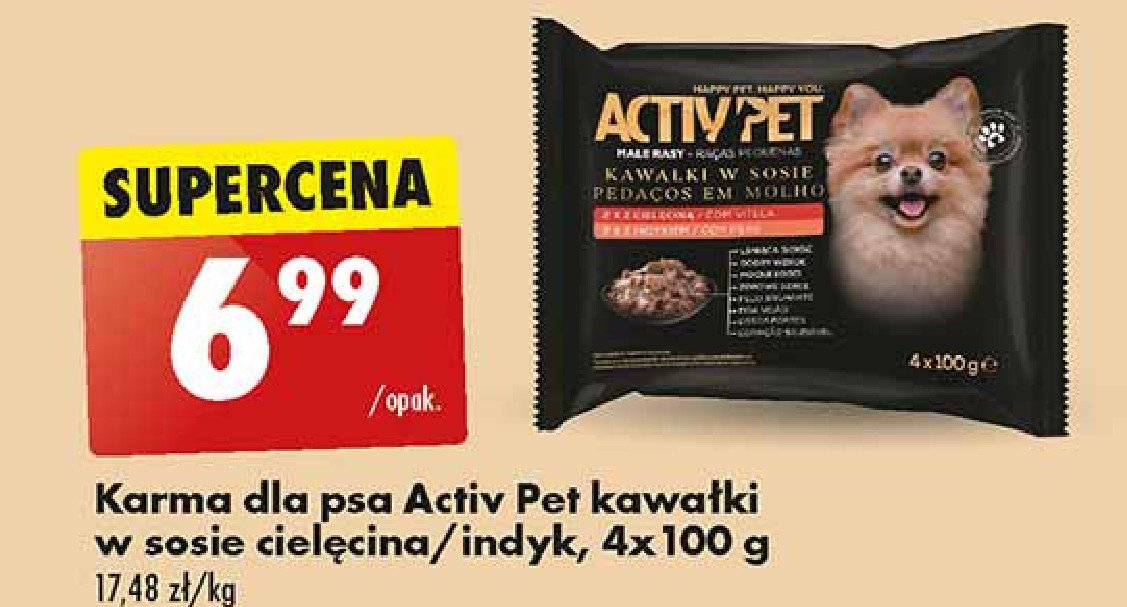 Karma dla psa cielęcina i indyk Activ pet promocja