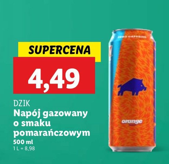 Napój energetyczny zero kalorii orange WK DZIK promocja w Lidl