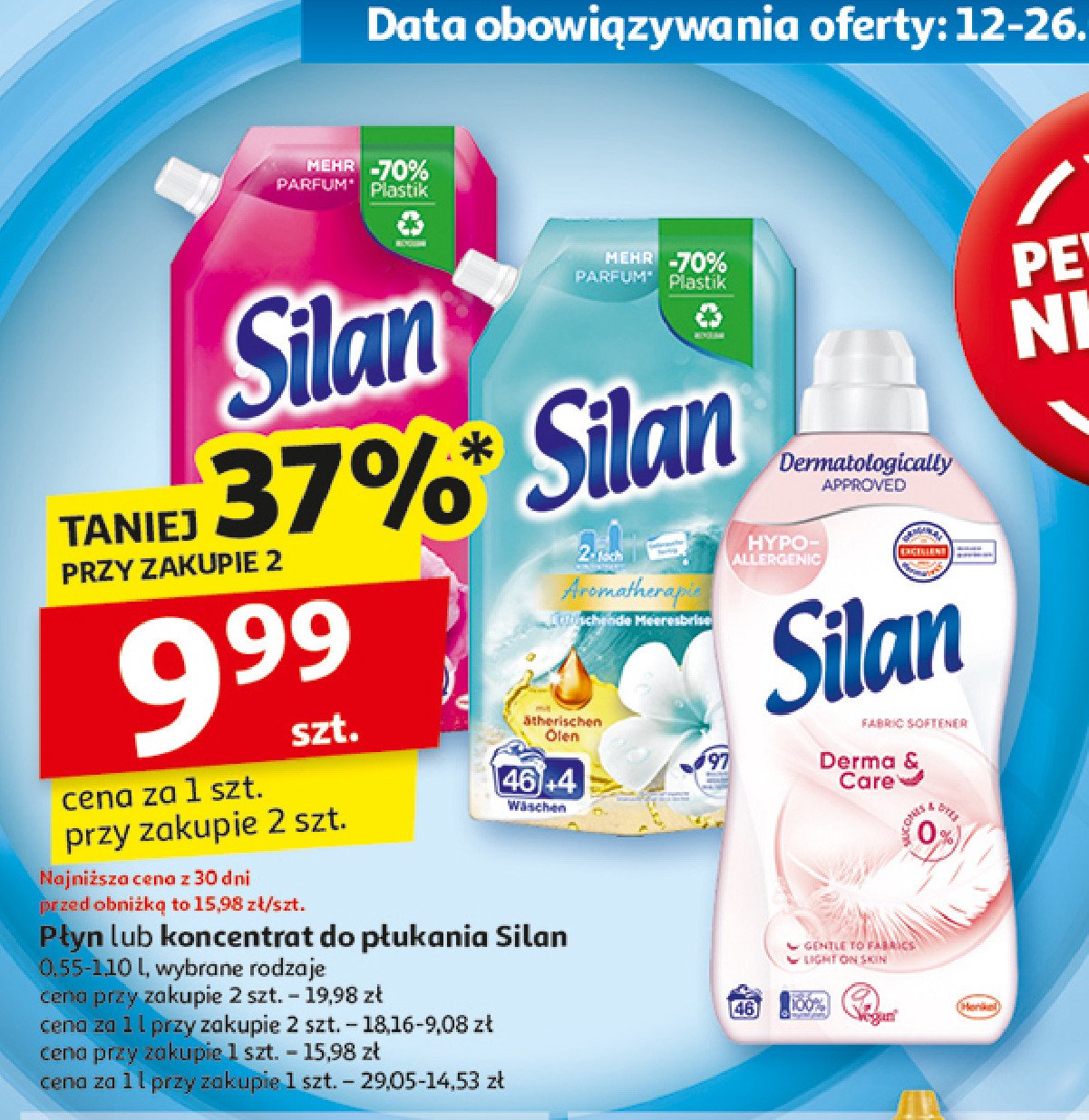 Płyn do płukania derma care Silan promocja w Auchan