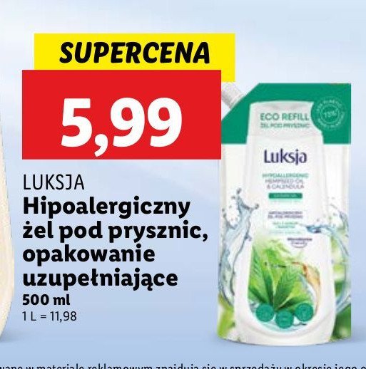 Mydło w płynie hempseed oil & calendula Luksja promocja w Lidl