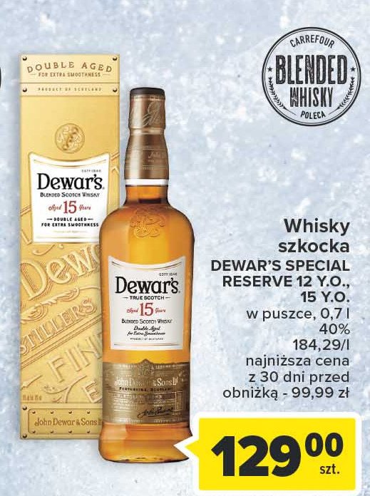Whisky karton Dewar's 12 years old promocja
