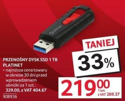 Przenośny dysk SSD 1 TB PLATINUM promocja w Selgros