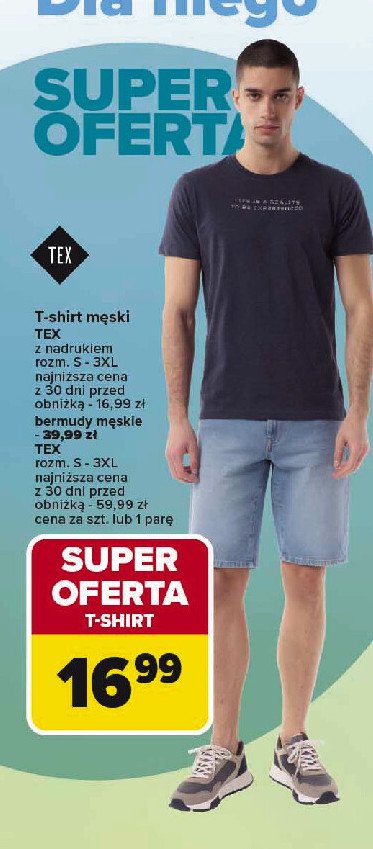 T-shirt męski z nadrukiem s-3xl Tex promocja w Carrefour