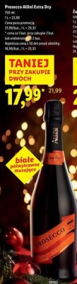 Prosecco Allini Extra Dry promocja w Lidl