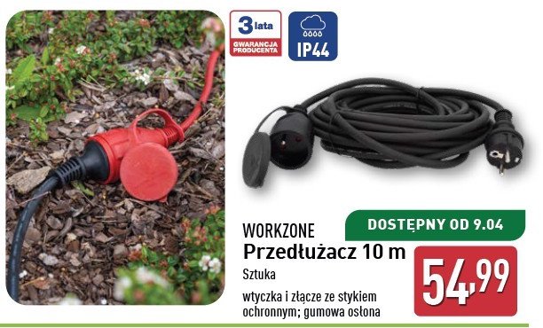 Przedłużacz 10 m WORKZONE promocja w Aldi