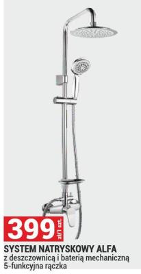 System natryskowy ALFA z deszczownicą i baterią mechaniczną 5-funkcyjna rączka promocja w Merkury Market