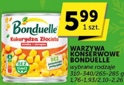 Warzywa konserwowe Bonduelle kukurydza złocista, groszek promocja w Euro Sklep