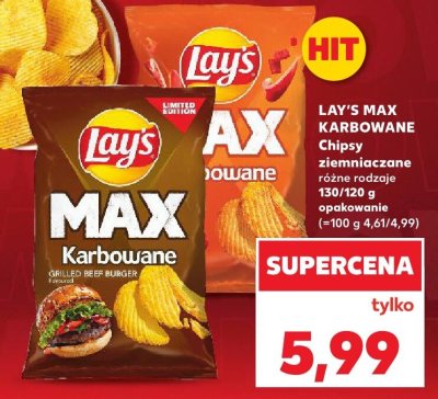 Chipsy karbowane ziemniaczane Max różne rodzaje Lay's promocja w Kaufland