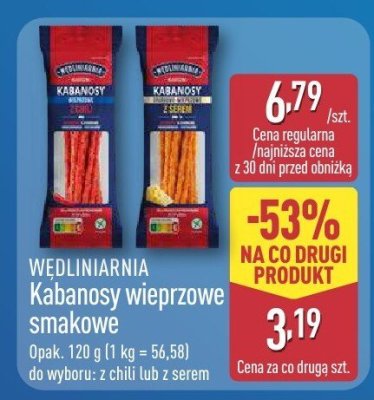 Kabanosy wieprzowe smakowe z serem promocja w Aldi