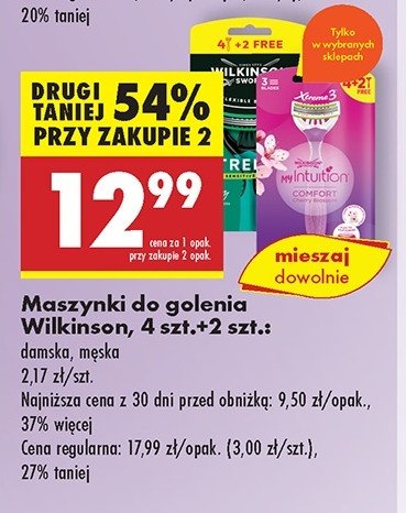 Maszynka do golenia Wilkinson my intuition comfort cherry blossom promocja w Biedronka