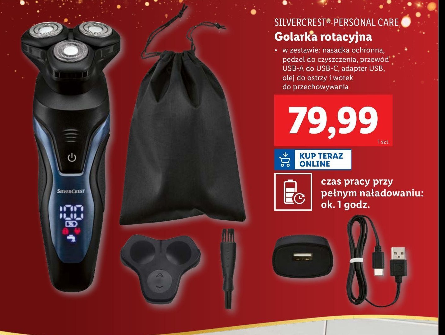 Golarka męska rotacyjna Silvercrest promocja w Lidl